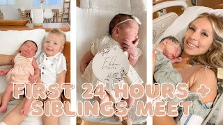 first 24 hours with a newborn + siblings meet || bringing newborn home