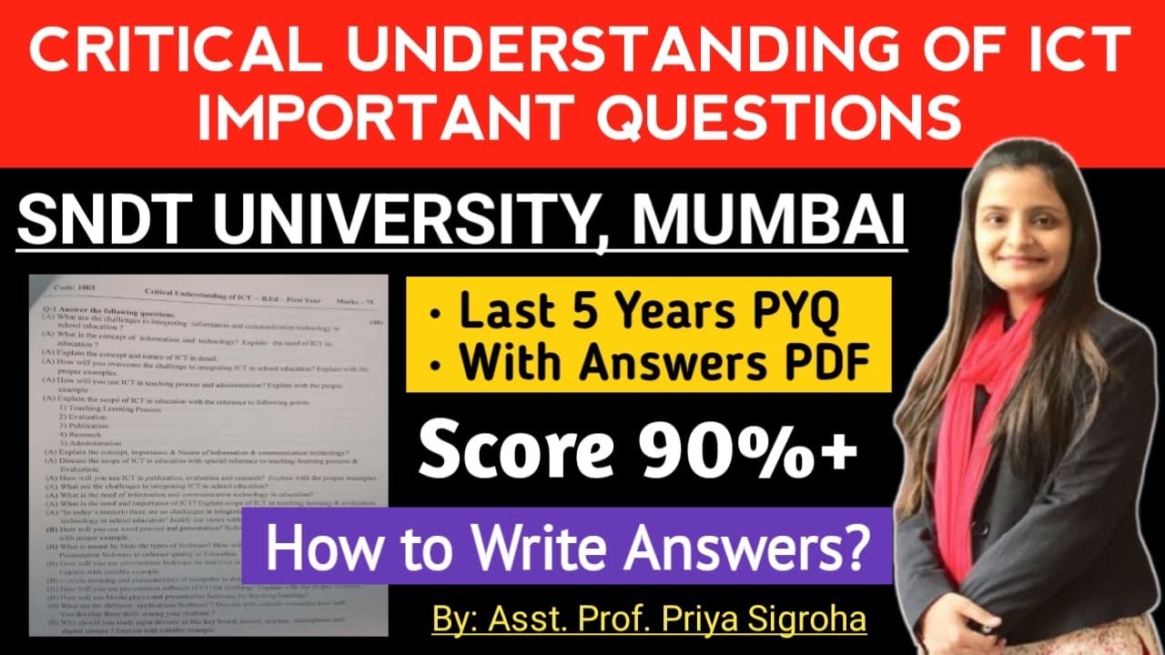 SNDT Critical Understanding of ICT Important Questions for B.Ed. Exams | SNDT University, Mumbai