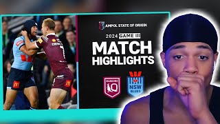 AMERICAN'S FIRST TIME WATCHING STATE OF ORIGIN 2024 Maroons vs Blues Game 3 Match Highlights!!