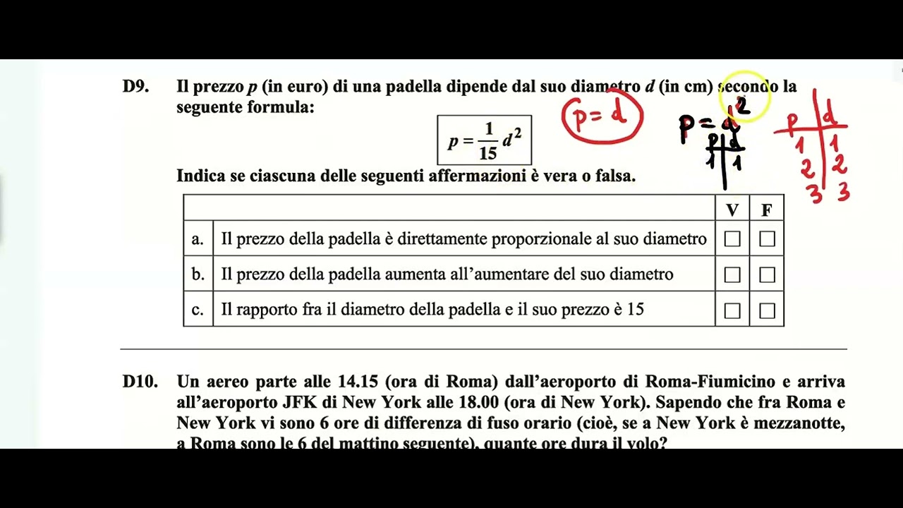 Prova Invalsi Matematica Terza media 2009-2010 SPIEGATA e RISOLTA : D9