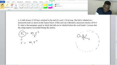 A Ball of mass 0.500kg is attached to the end of a Cord 1.5m long..||Circular Motion|| +260971736280