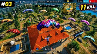 FREE FIRE 🔥 Peak Hot Drop 😱 11 Kills Solo Gameplay | Intense Ranked Match 😍With memes #freefire 03