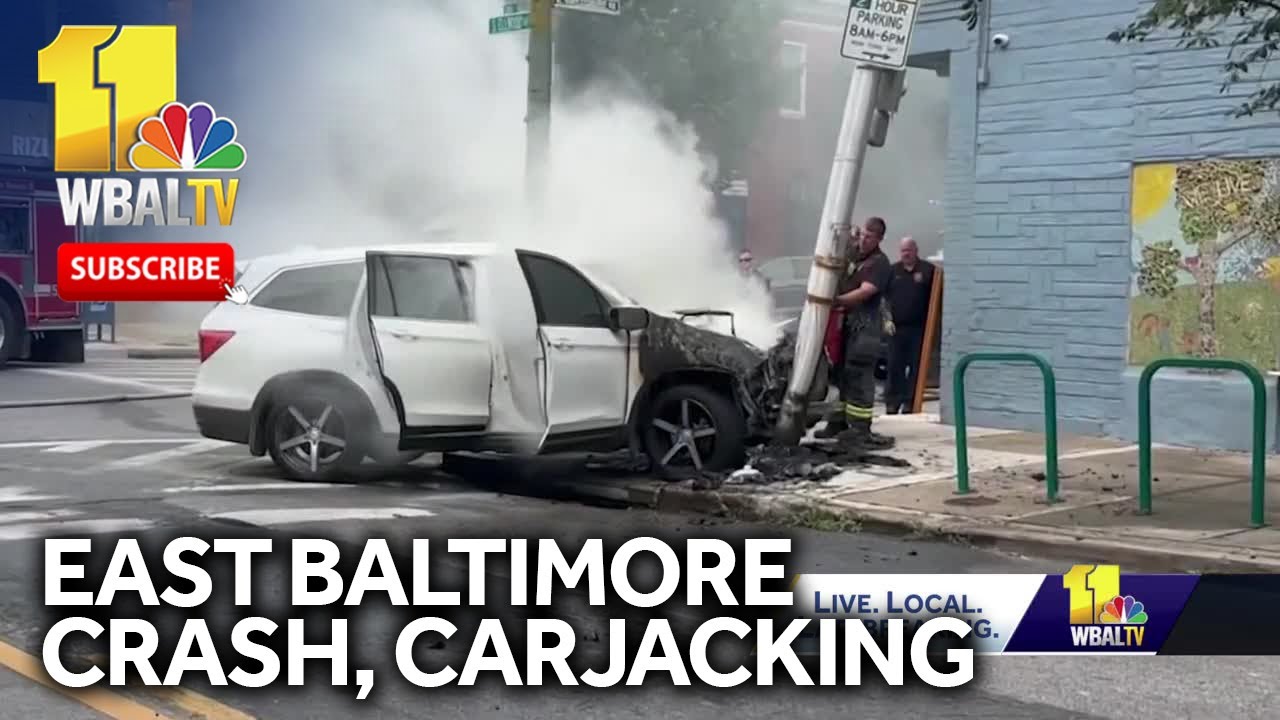 People arrested in East Baltimore after carjacking, crash - YouTube