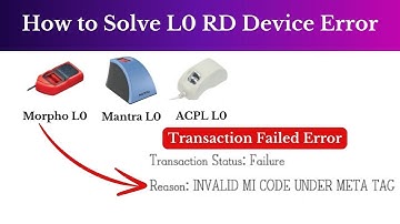 Morpho L0 Device Error "Invalid MI Code Under Meta Tag" | How to Solve All L0 RD  Device Error