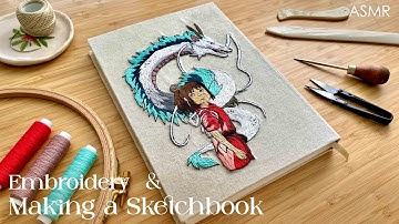 DIY Sketchbook and Emroidery ✂️ No Music + ASMR