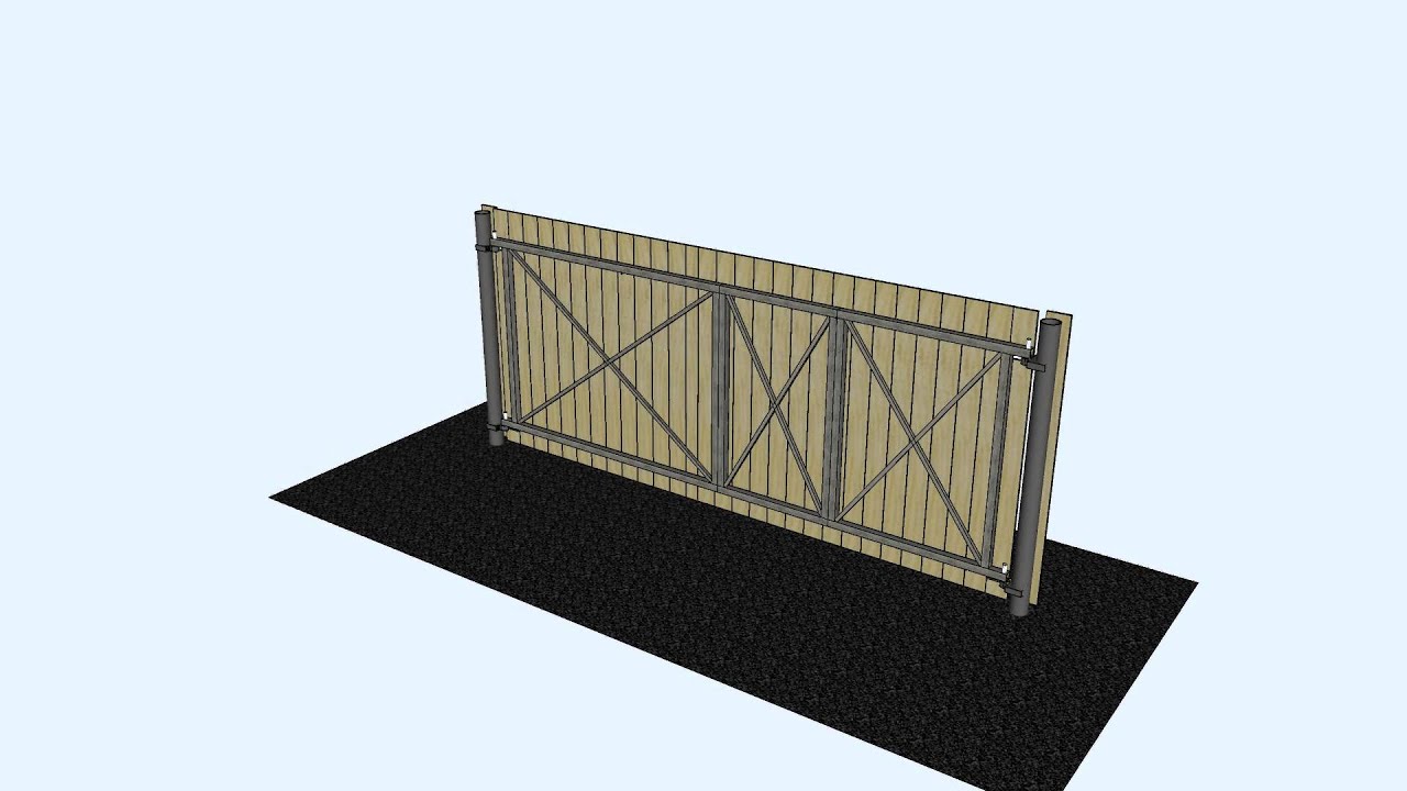 Driveway Gate with access door using pillow block bearings. YouTube