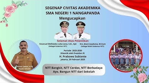 Selamat atas Pelantikan Gubernur & Wakil Gubernur NTT, Ayo Bangun NTT dari Sekolah!