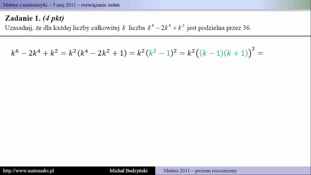 Matura z matematyki - 5 maj 2011 - zadanie 1 - poziom rozszerzony - YouTube