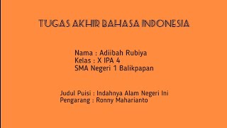 Baca Puisi 'Indahnya Alam Negeri Ini' - Ronny Maharianto | Adiibah Rubiya X IPA 4