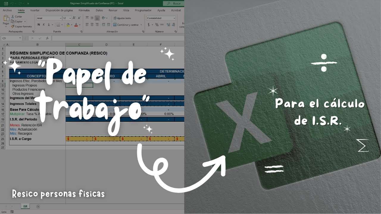 Papel de trabajo en Excel para calcular ISR | Personas Físicas RESICO ...