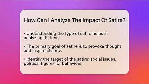How Can I Analyze The Impact Of Satire? - The Prose Path