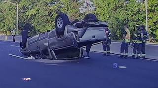 Overturned Car Garden State Parkway Mile Post 138.9
