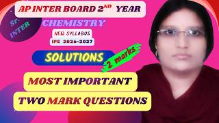 SOLUTIONS | Important Two Mark questions | AP Inter 2nd year| New syllabus 2026-2027 |