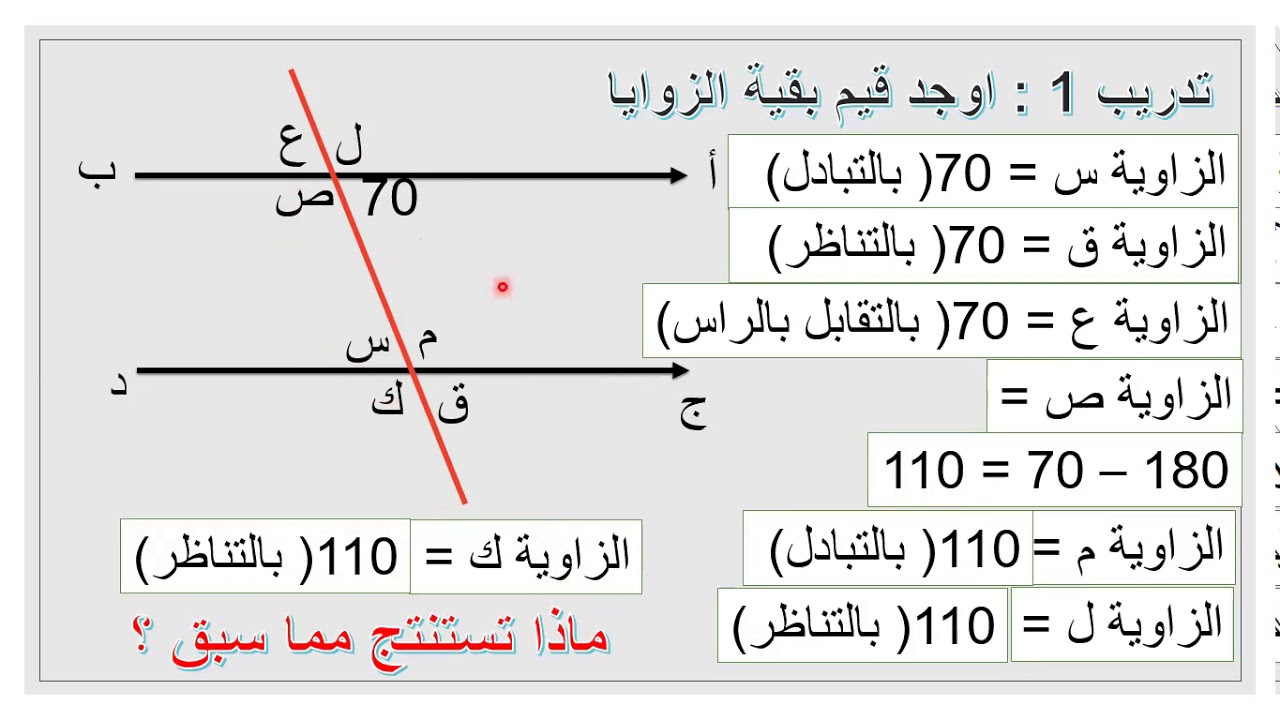 رياضيات الصف الثامن   درس التوازي 2