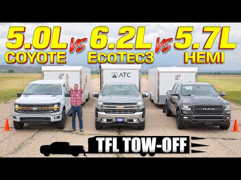 V8 Towing Drag Race: Ford vs Chevy vs Ram - THIS Is the Fastest Half-Ton Towing Truck!