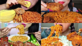 ASMR SPICY NOODLES & FRIED CHICKEN |ONLY BITES |MUKBANG COMPILATION 