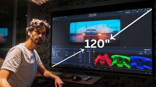 Massive 120 Inch screen desk set up with Valerion Vision Master pro 2