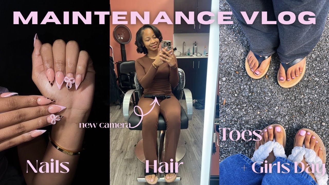 Maintenance Vlog 🎀 | silk press, nails, toes, out to eat, shopping, girls day