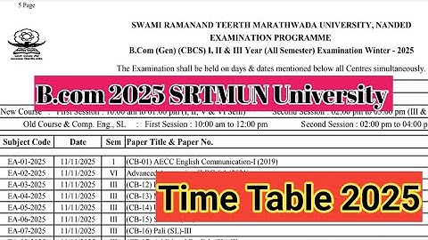 B.com SRTMUN University Nanded l Timetable publish 2025 #Timetable #exampreparation 