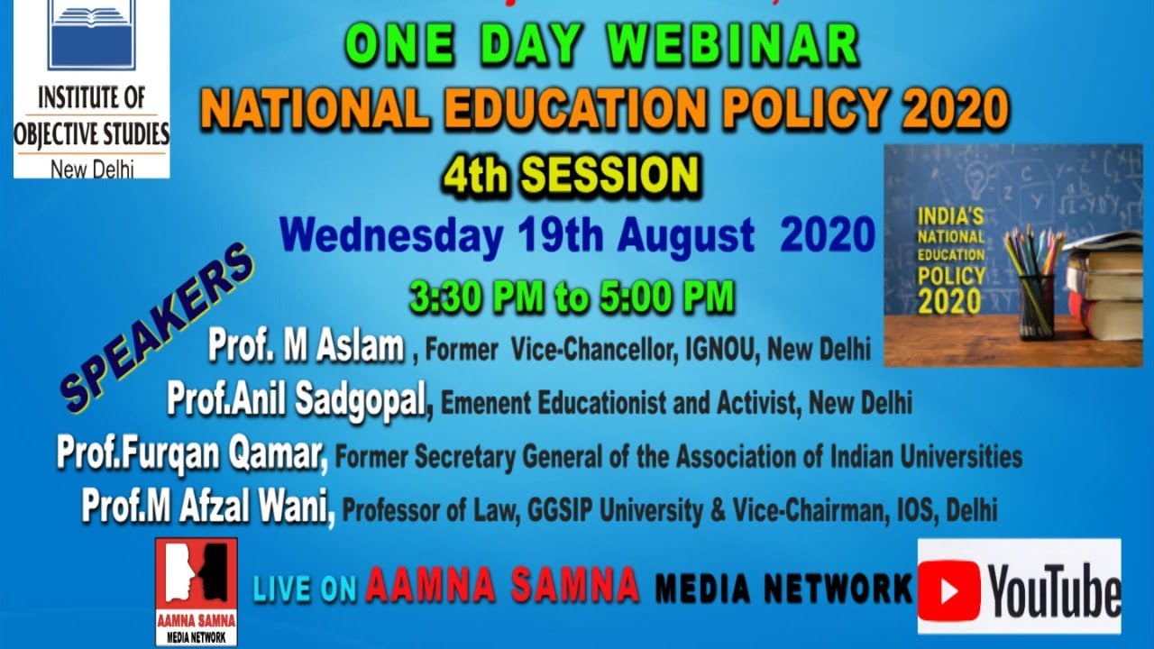 Live Now One day Workshop 4th Session National Education Policy 2020 ...
