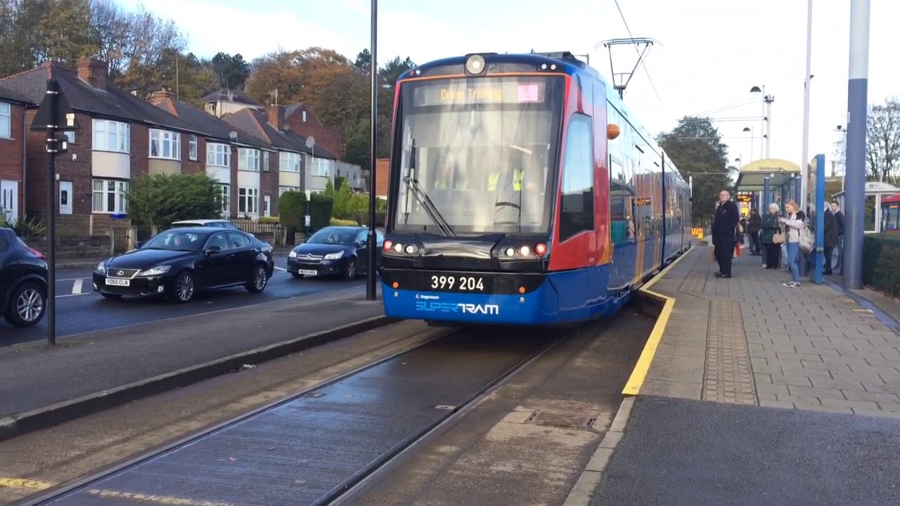 Sheffield TramTrain 399 204 departs Middlewood with a Driver Training