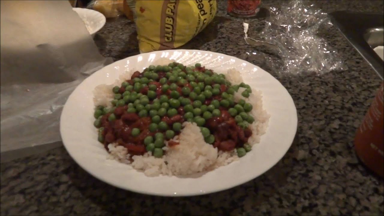 Cooking how to make Chili on Rice with Frozen Peas (Sony HX7V) YouTube