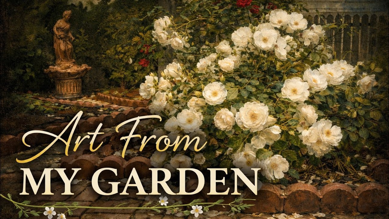 White Roses Oil Painting🌿| Art From My Garden - Part 1| TV Art Screensaver| No Sound