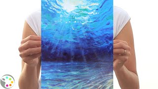 How To Paint In Acrylics Easy Underwater Ocean Painting Tutorial 15-20 Minute Painting