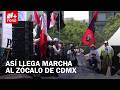 Contingentes llegan al Zócalo por marcha del Día del Trabajo en CDMX