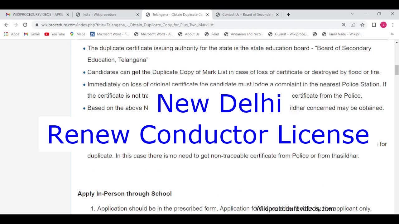New Delhi - Renew a Conductor License Online