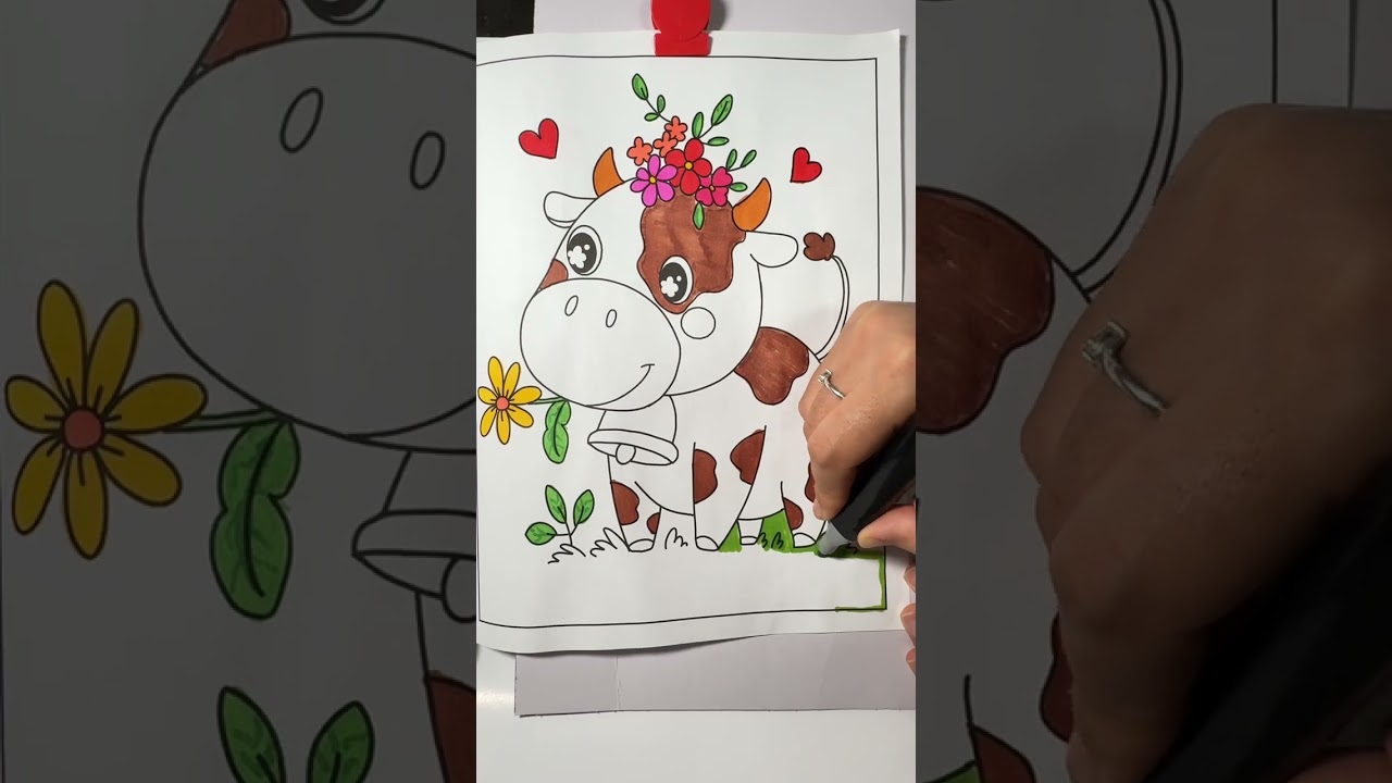 Cute cow🐮 coloring with Guzi 