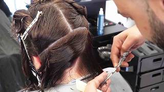 AMAZING HAIRCUT TRANSFORMATION - SHORT STACKED BOB WITH BANGS