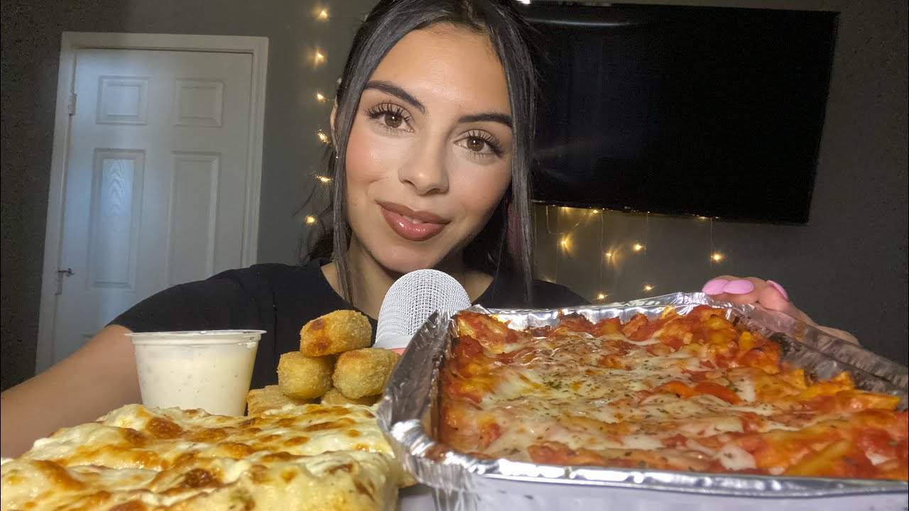 Asmr Mukbang|| Cheesy Pasta with cheesy bread & potato jalapeño poppers🍝 (up close eating sounds)