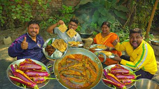 Family Cooking & Eating Dahi Baingan With Paratha Baingan fry masala recipe | Eggplant masala curry