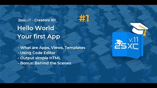#1 Hello World - App Creators 101 Tutorial for 2sxc 11