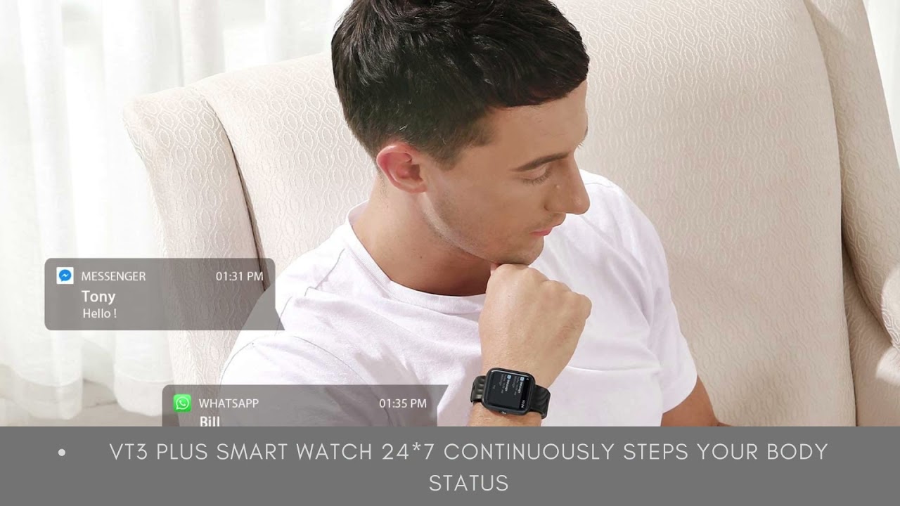 Smart Watch, Virmee VT3 Plus Fitness Tracker 1.5 In HD Touch Screen with Heart Rate Monitor Blood Ox