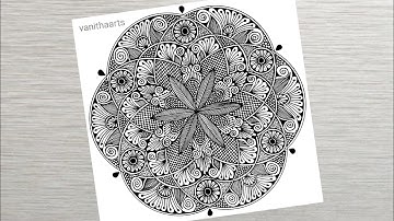 How to draw Geometric Mandala Art for Beginner Step-by-Step Tutorial #mandalatutorial  #vanithaarts