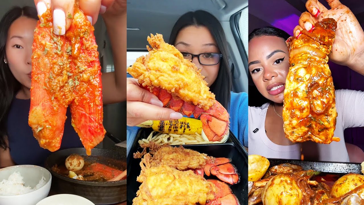 YUMMY Foods Mukbang | Huge Lobster Tails, Imitation Crab, Shrimp Cocktail, Buldak, and More!