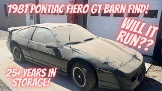 1987 Fiero GT BARN FIND! Off the road for 25  years!  Will it run?