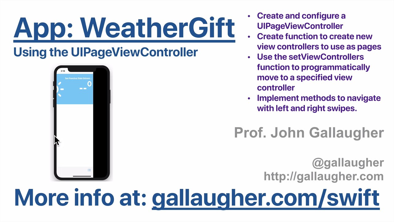 Ch. 6.8 Using the UIPageViewController - YouTube