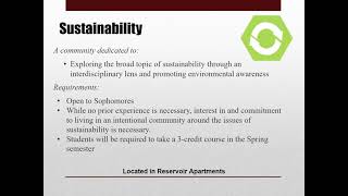 Living Learning Communities and Application