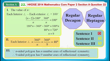 HKDSE 2015 Maths Core Paper 2 Q22: Regular Polygon、Rotational Symmetry、Diagonal Definition