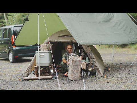 【ソロキャンプ】歴１年バイクツーリングも楽しむテント🏕迷彩キャンプ道具紹介