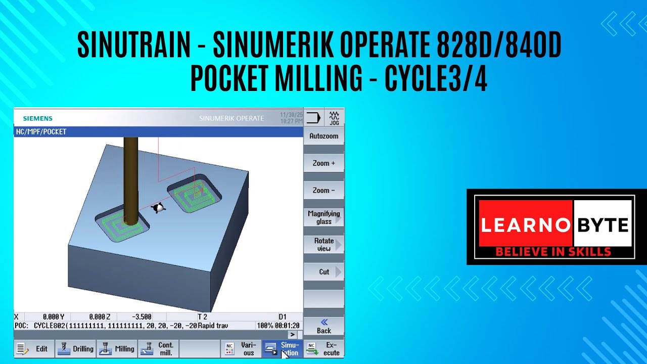 УЧЕБНЫЕ ПОСОБИЯ - SIEMENS SHOPMILL - SINUMERIK 828D/840D - ФРЕЗЕРОВАНИЕ ПРЯМОУГОЛЬНЫХ КАРМАНОВ - ...