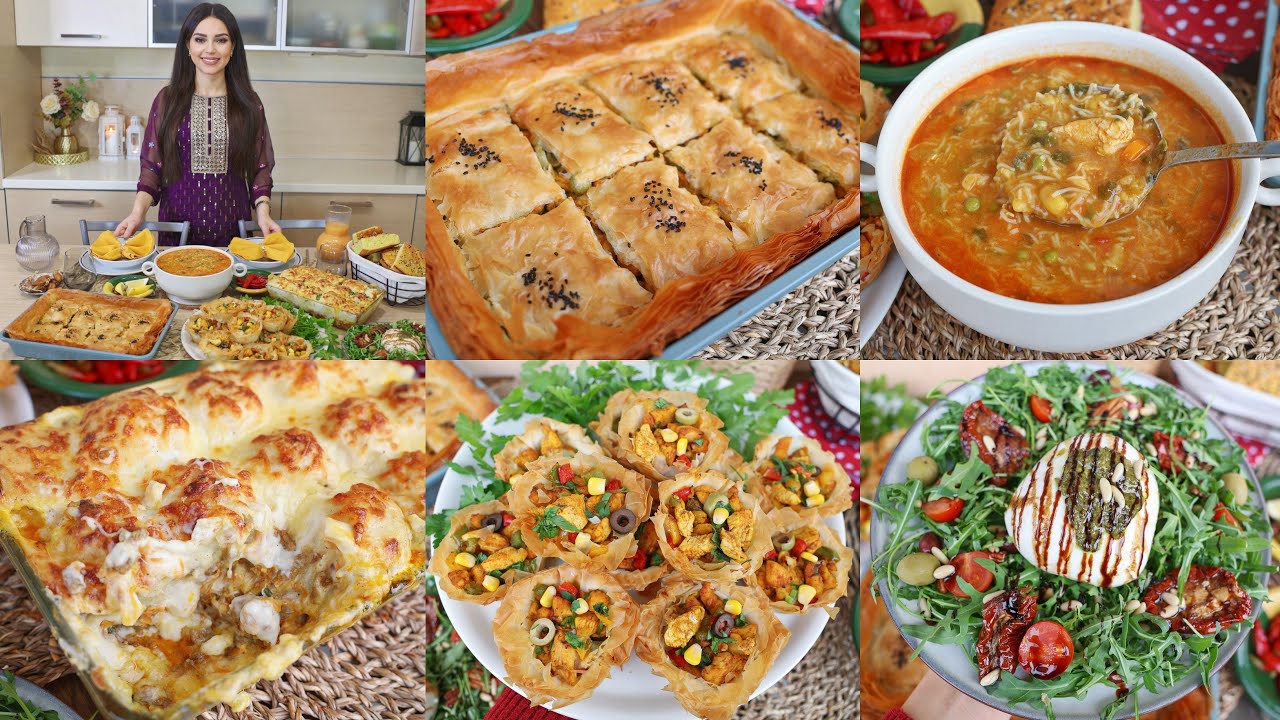 طاولة رمضان🌙دلّل عائلتك بأطباق خفيفة وسريعة التحضير غراتان بطاطا-خبزة محشية-شعيرية بالدجاح-مملحات❤️