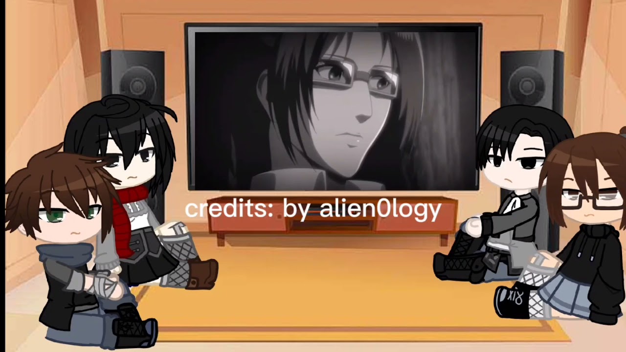 Levi,hange,eren,mikasa react to (levihan and eremika 💕)part 2