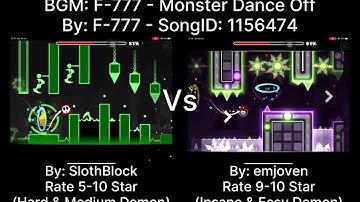 Geometry Dash = Monster Dance Off Full Version (Comparison) (SlothBlock Vs emjoven)