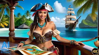 4K Ai Art Lookbook Video Of Pirate Girl On A Paradise Island