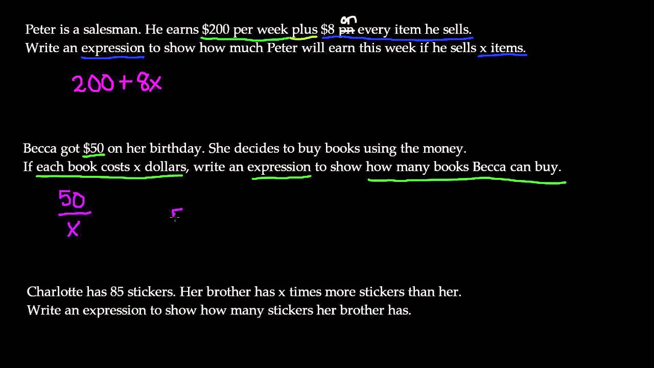 Writing Expressions from Word Problems - 7th Grade Math - YouTube