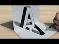How to draw A letter 3d drawing on paper step by step | #trending #drawing 